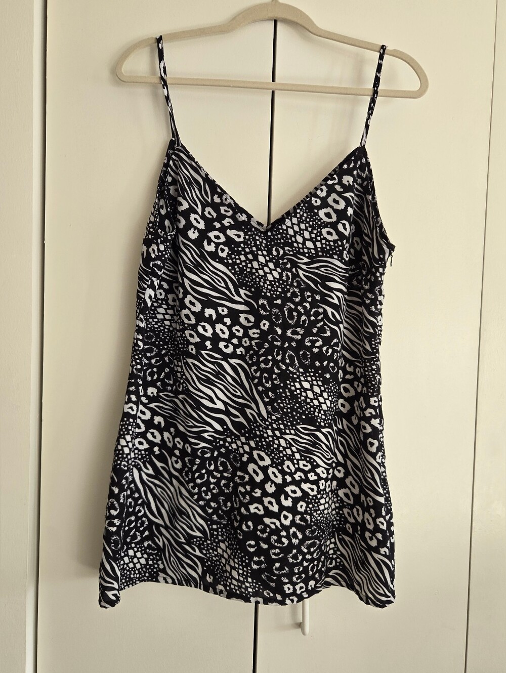 Nasty Gal Black & White Animal Print Cami Dress